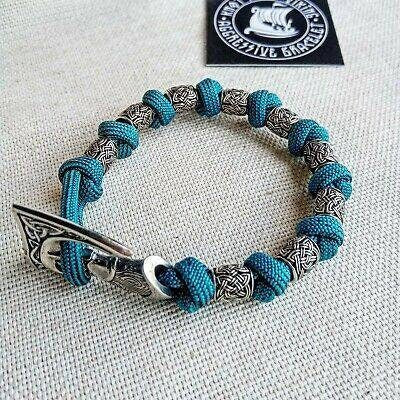 Nordic bangle. Dirty turquoise Scandinavian design. Fashion accessory. Viking jewelry. Paracord bracelet.