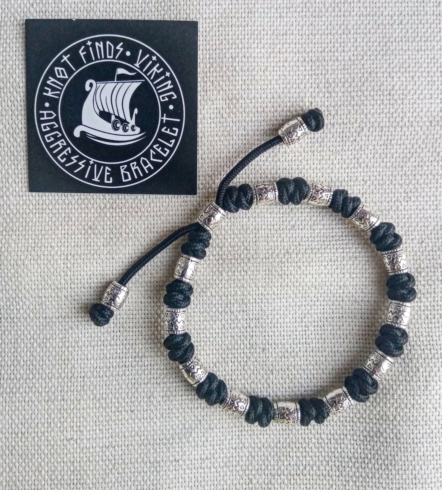 Paracord bracelet with steel beads. Celtic knot. Thin bracelet. Viking style.