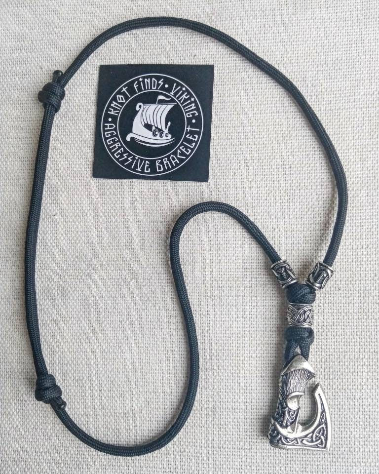 Men's necklace. Paracord necklace with pendant. Necklace Mjolnir. Celtic knot. Northern necklace.