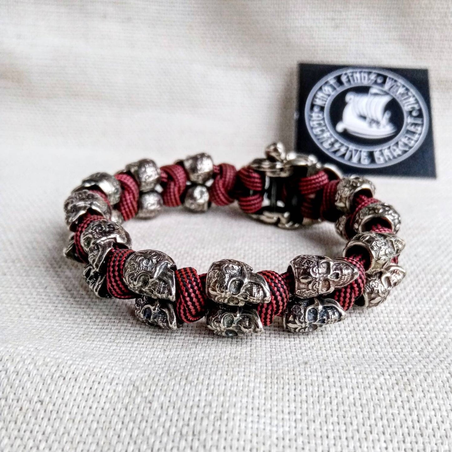 Skulls Bangle. Horror skull paracord bracelet. Biker bangle. A great brutal gift for men and women who prefer a brutal style and a symbol