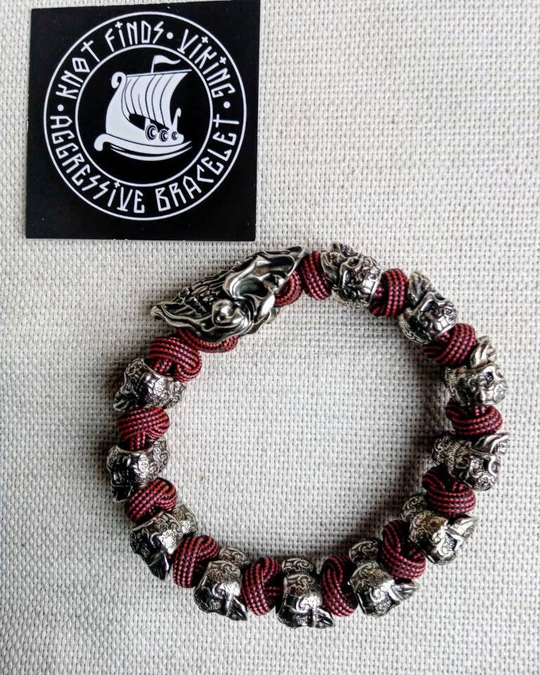 Skulls Bangle. Horror skull paracord bracelet. Biker bangle. A great brutal gift for men and women who prefer a brutal style and a symbol