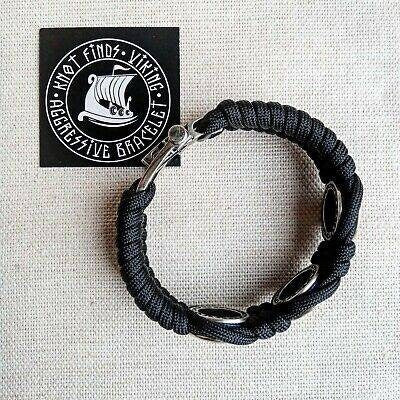 Black Paracord protective amulet with steel beads "Templar Cross", "JERUSALEM Cross", "Templar Cross". Men's style, a gift for tough men.