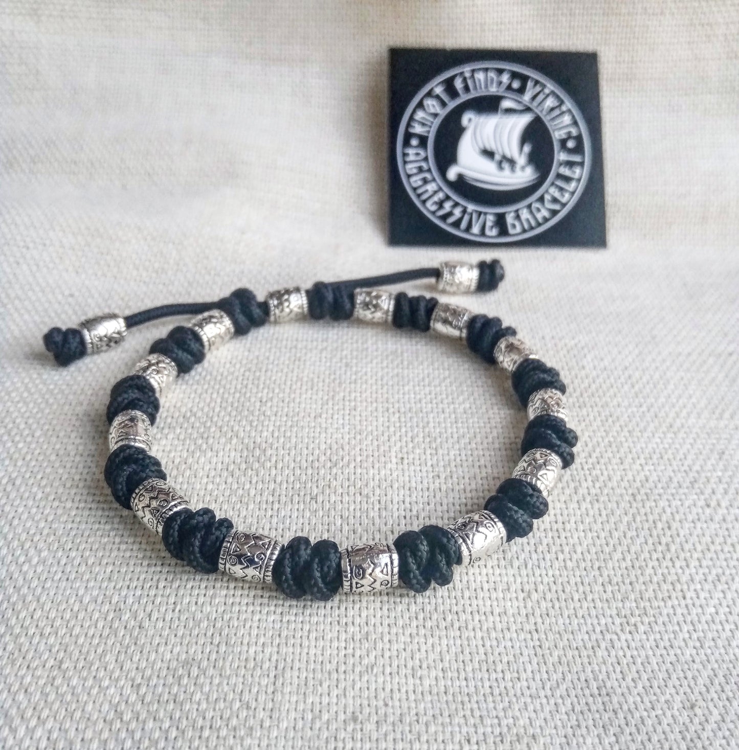 Paracord bracelet with steel beads. Celtic knot. Thin bracelet. Viking style.