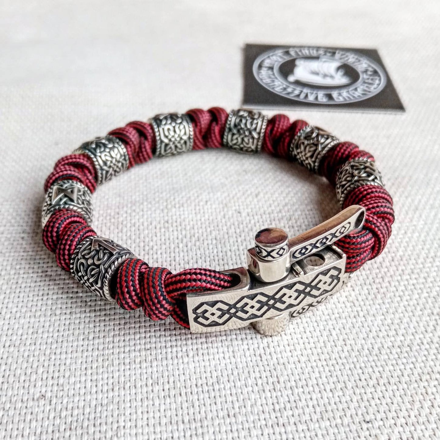 Runic Paracord bangle. Mens bracelet. Viking jewelry. Nordic style.