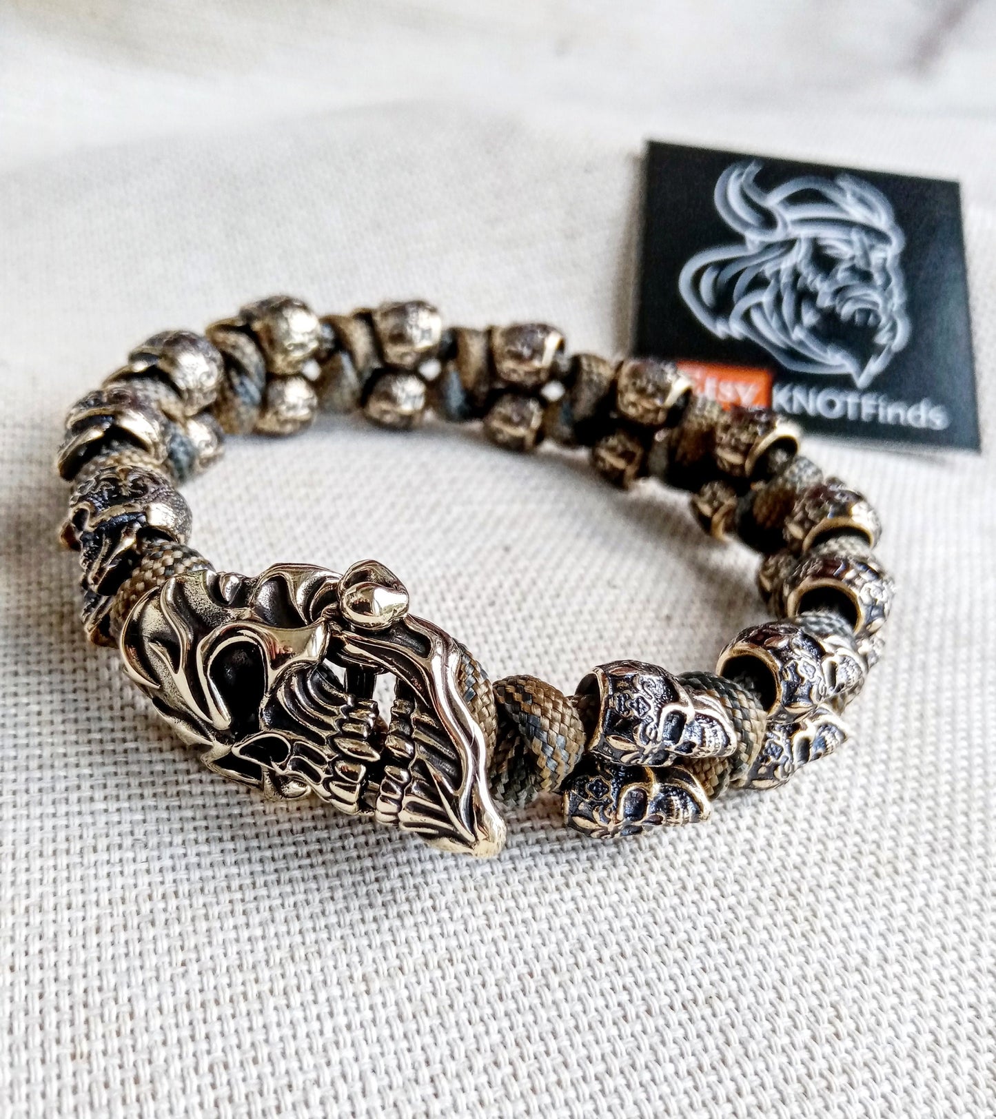 Celtic brass beads, SKULL, ua tactical paracord 550. Set for weaving a bracelet from paracord. DIY gift. Do it yourself.