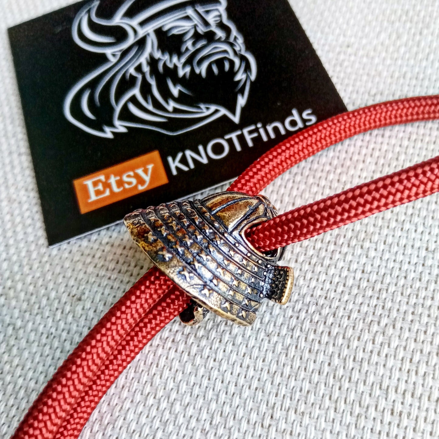 Bead for paracord, manual casting, Samurai helmet
