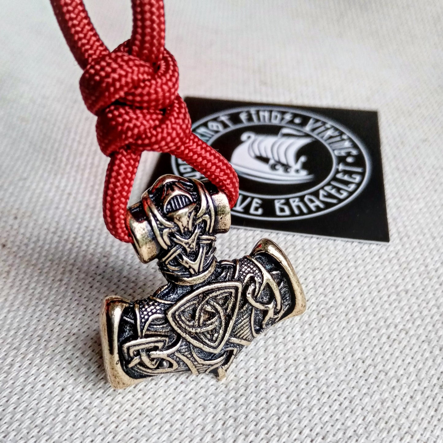Mjolnir pendant for mens necklace Thor's Hammer clasp for bracelet from paracord, Viking style