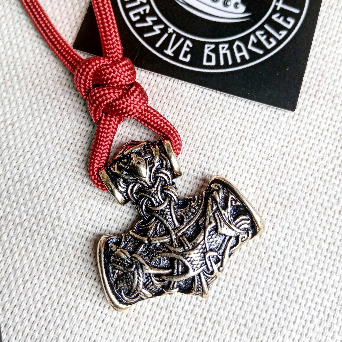 Mjolnir pendant for mens necklace Thor's Hammer clasp for bracelet from paracord, Viking style