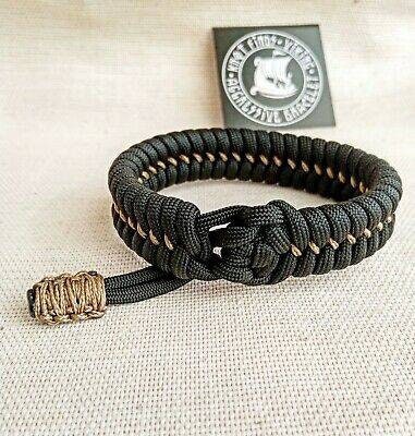 Hunter black bracelet. Unloading camping bangle made of Mad Max paracord, Army style, a great gift for men.