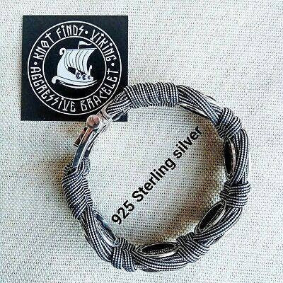 Silver 925 Sterling bracelet. Paracord bracelet. Viking protective amulet. Valknut. Helmet Horror. Horror Helmet Fern Flower Square SVAROG