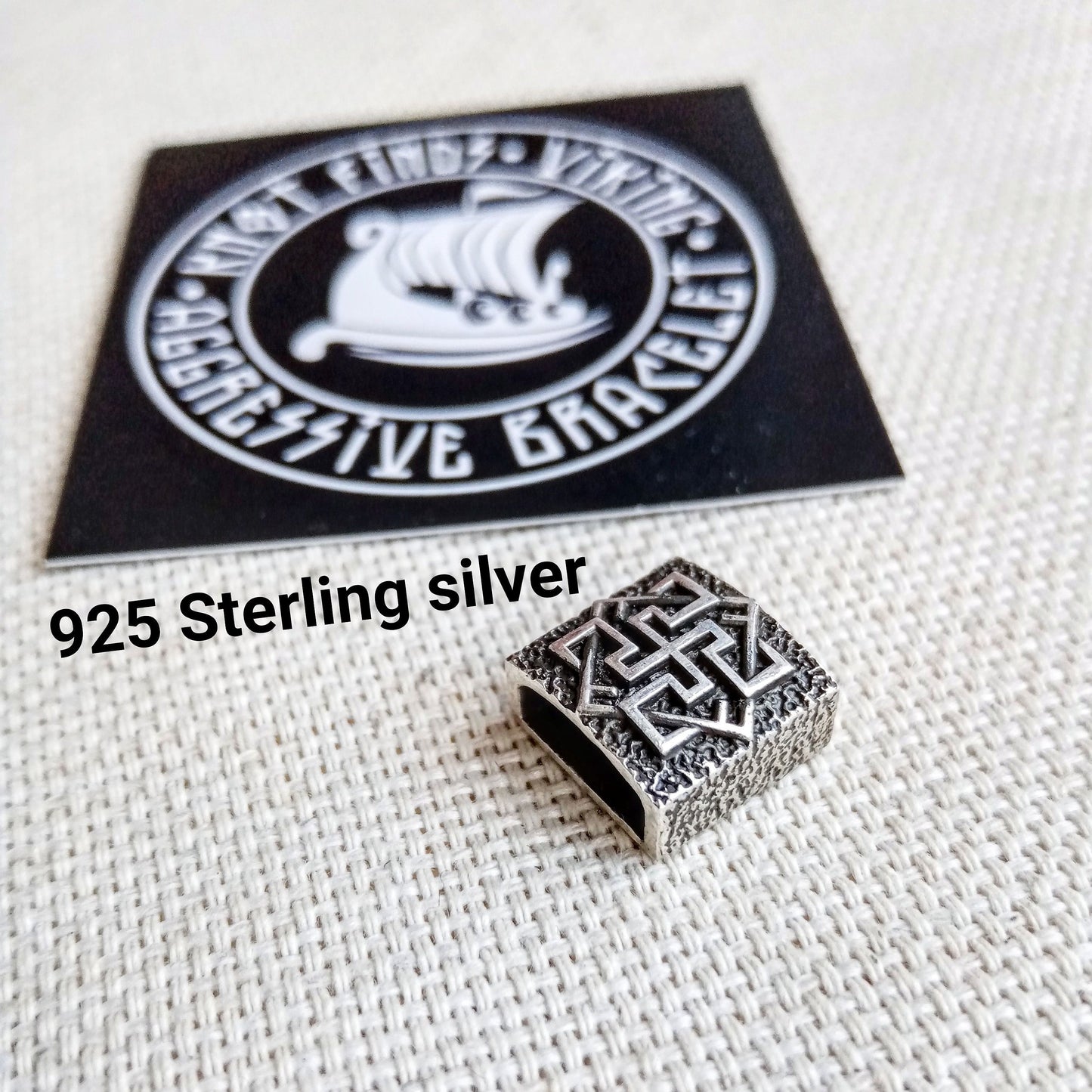 925 Sterling silver bead VALKYRIE, bead for bracelet. Viking symbol. Paracord weaving.