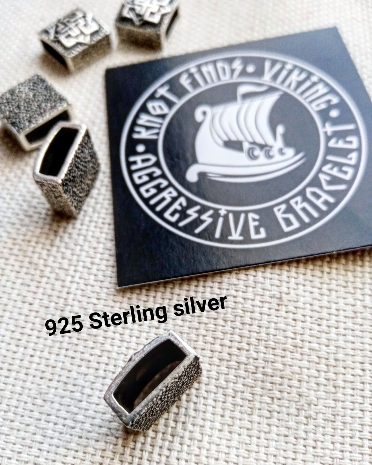 925 Sterling silver bead VALKYRIE, bead for bracelet. Viking symbol. Paracord weaving.