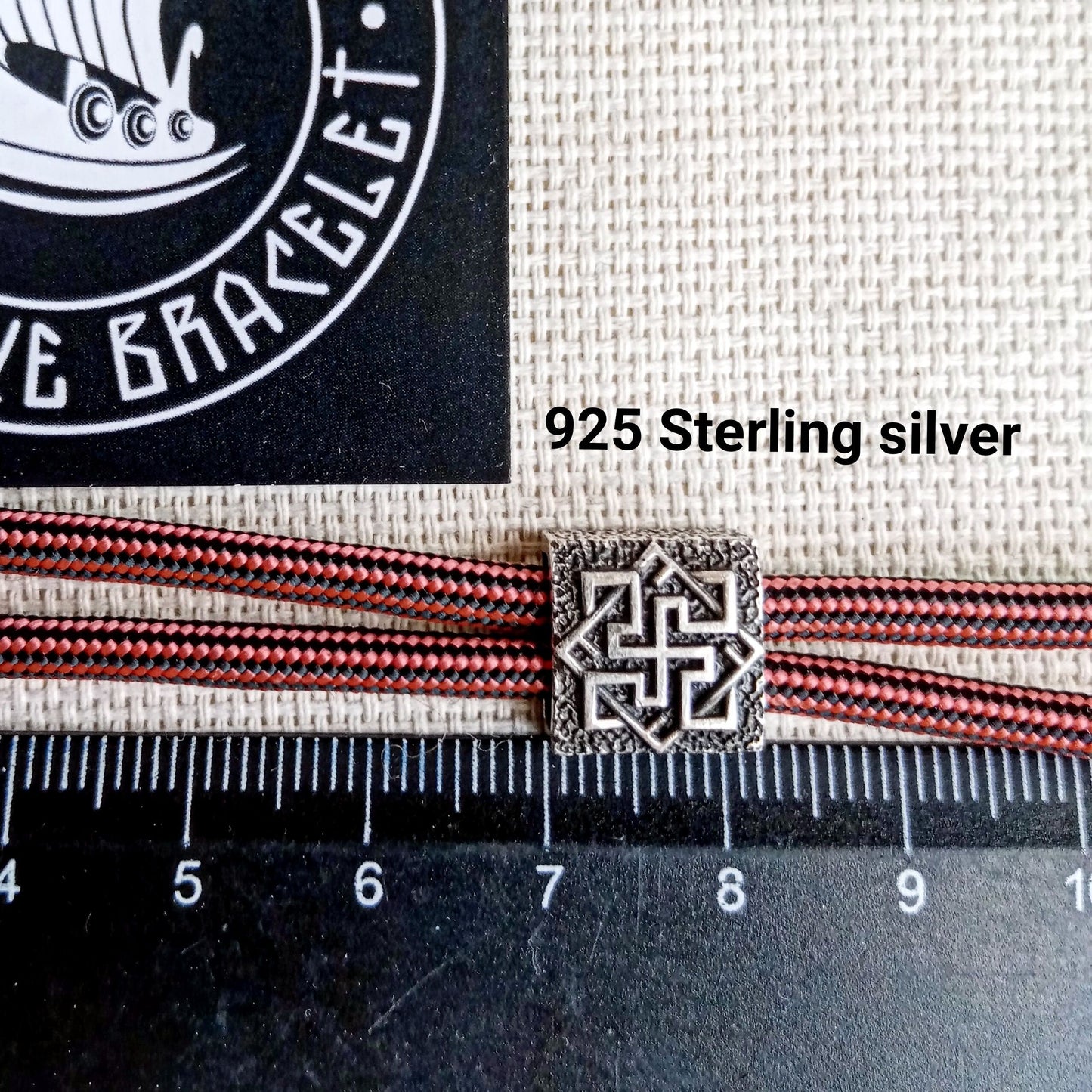 925 Sterling silver bead VALKYRIE, bead for bracelet. Viking symbol. Paracord weaving.