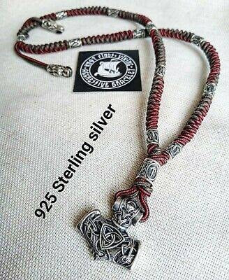 925 Sterling silver men's necklace, Vikings jewelry, men's accessories. Mjolnir necklace Scandinavian style.