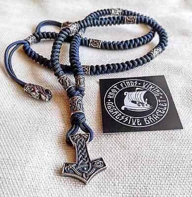 Thor's Hammer necklace. Mjöllnir pendant, Paracord jewelry. Viking style. Mens accessories.
