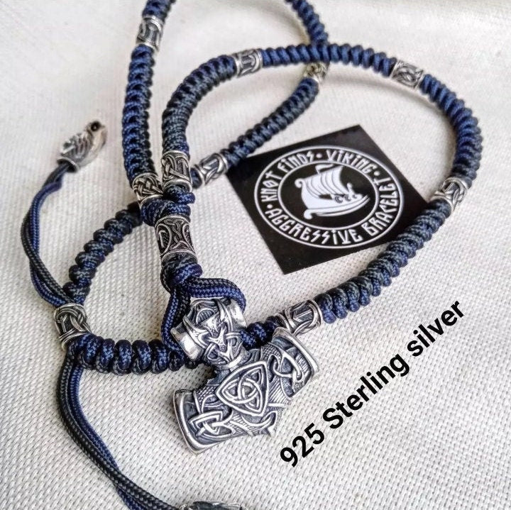 Viking necklace. Scandinavian 925 Sterling silver jewelry. Brutal mens accessories