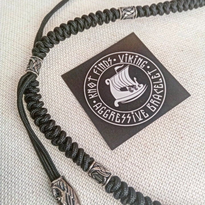 Mjöllnir black necklace. Paracord jewelry. Viking style. Mens accessories. Thor's Hammer pendant.