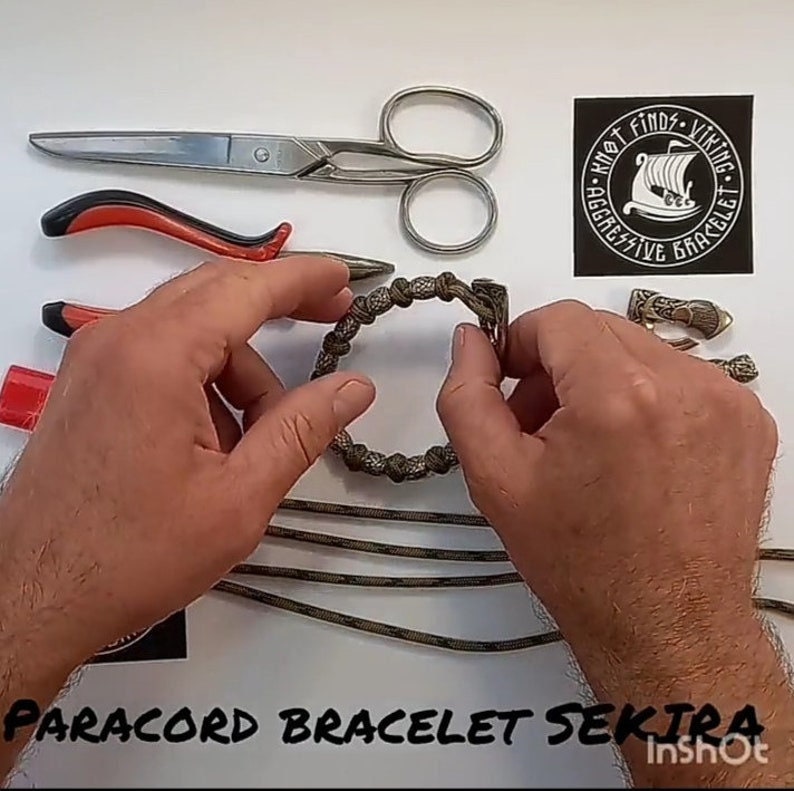 Instruction for the weaving paracord bracelet. Viking jewelry. Mens accessories. DIY gift. Tutorials weaving.