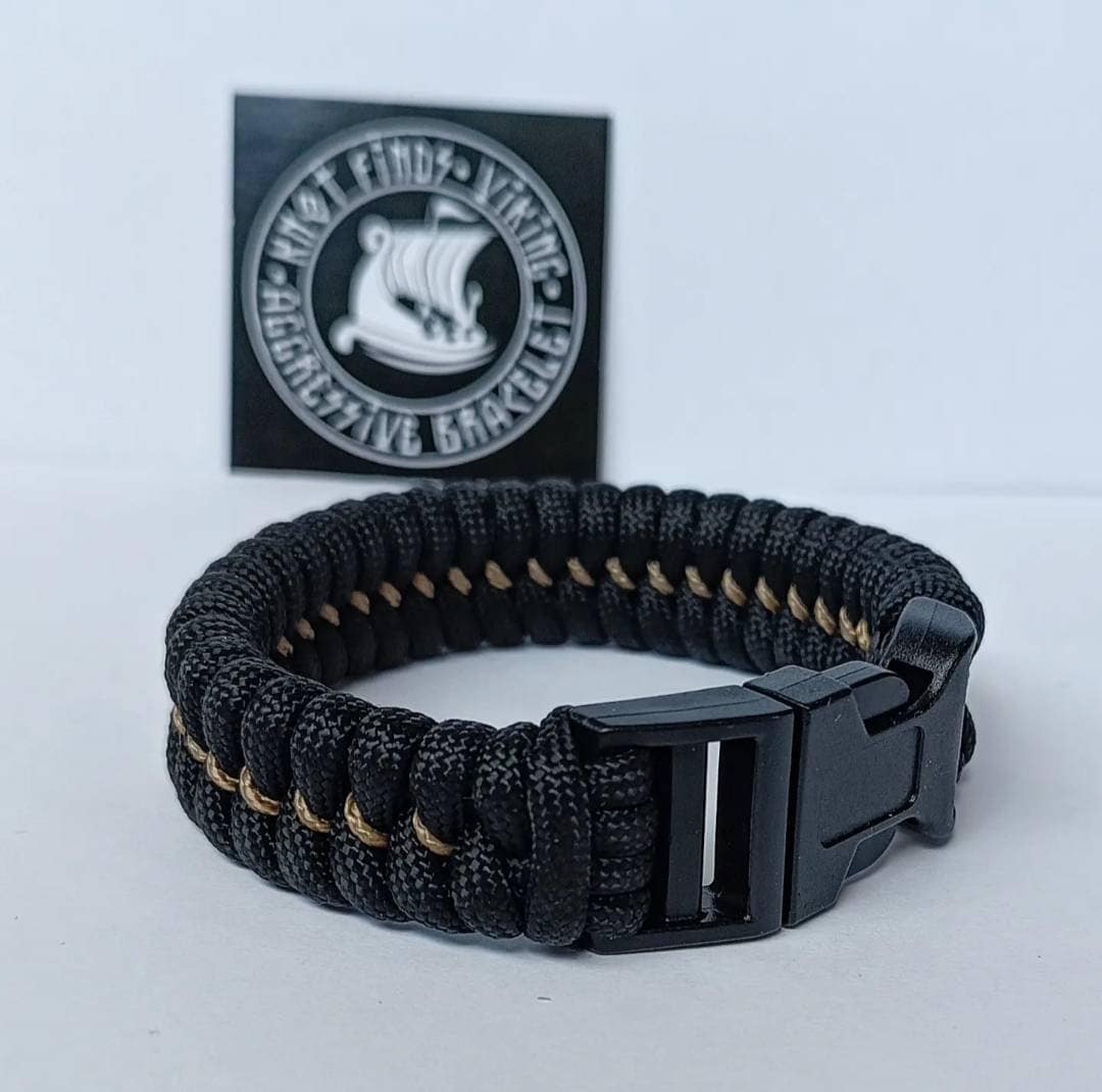 Hunter black bracelet. Unloading camping bangle, Army style, a great gift for men. Viking cuff bangle.