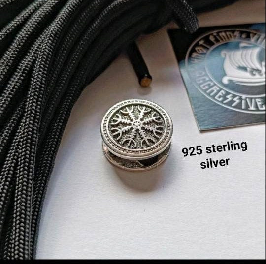 925 Sterling Silver Round Bead HORROR HELMET Bead for Bracelet Viking . Manual casting. Beads for paracord.