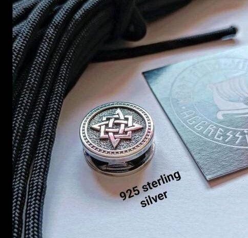 925 Sterling Silver Round Bead SVAROG SQUARE Bead for Bracelet Viking Jewelry Men's Accessory. Original author's products.