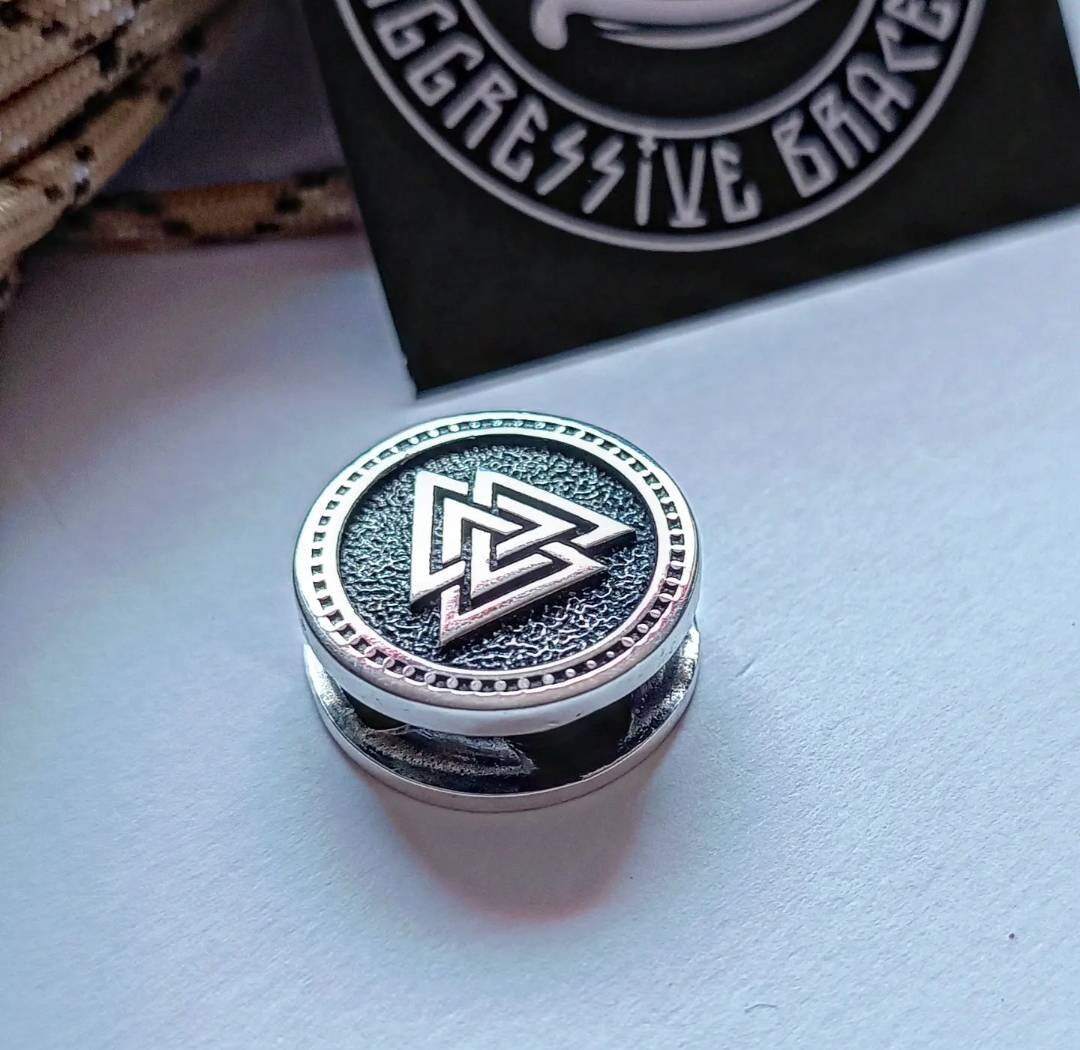 Steel Round Bead VALKNUT Bead for Bracelet Viking Jewelry Men's Accessory. Original author's products. Manual casting.