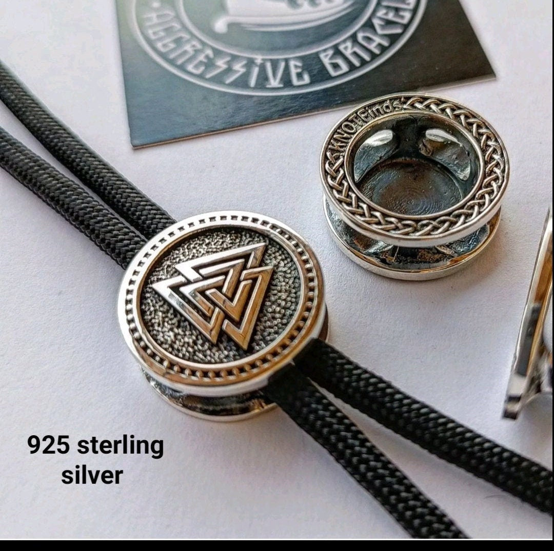 925 Sterling Silver Round Bead VALKNUT Bead for Bracelet Viking Jewelry Men's Accessory. Original author's products. Manual casting.