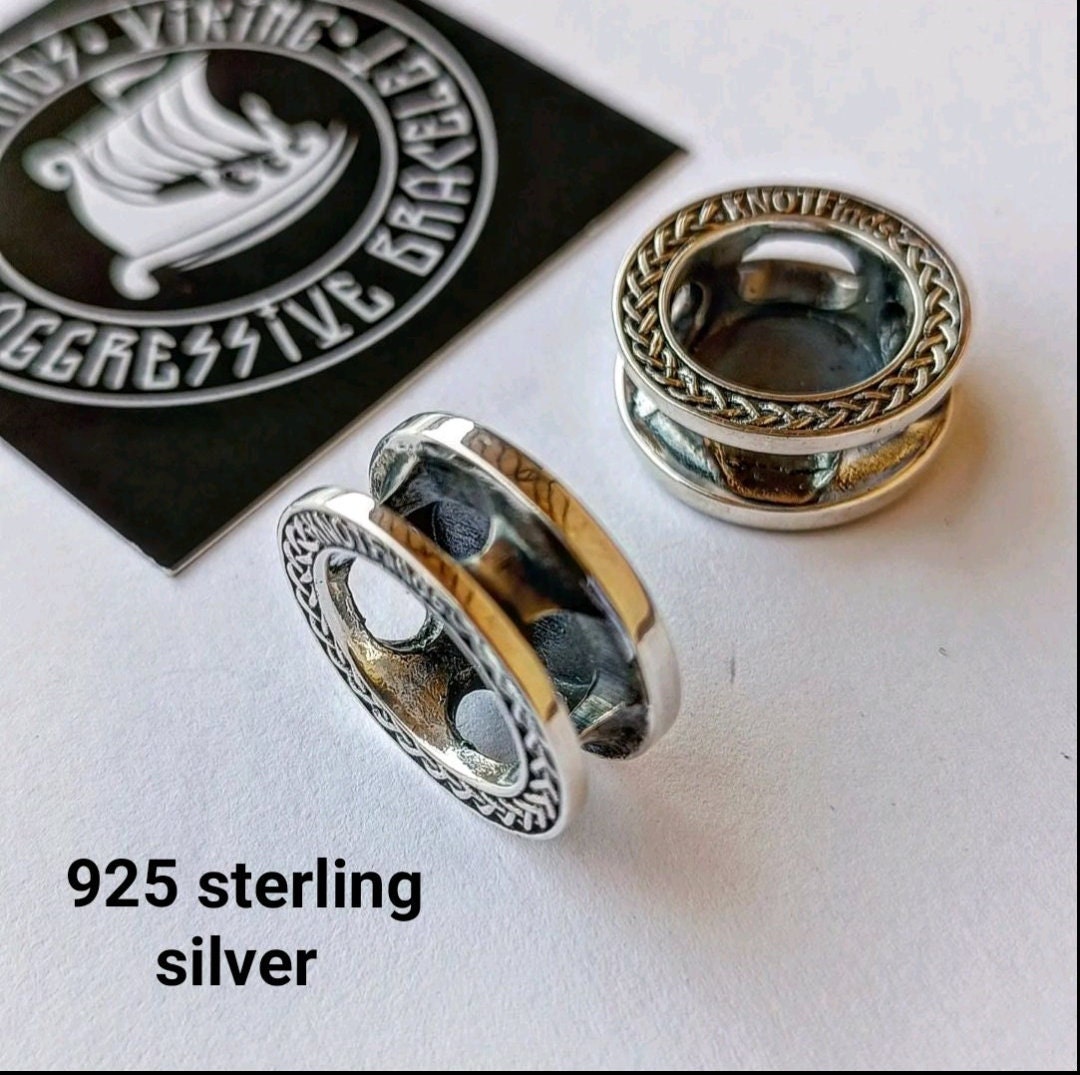 925 Sterling Silver Round Bead VALKNUT Bead for Bracelet Viking Jewelry Men's Accessory. Original author's products. Manual casting.