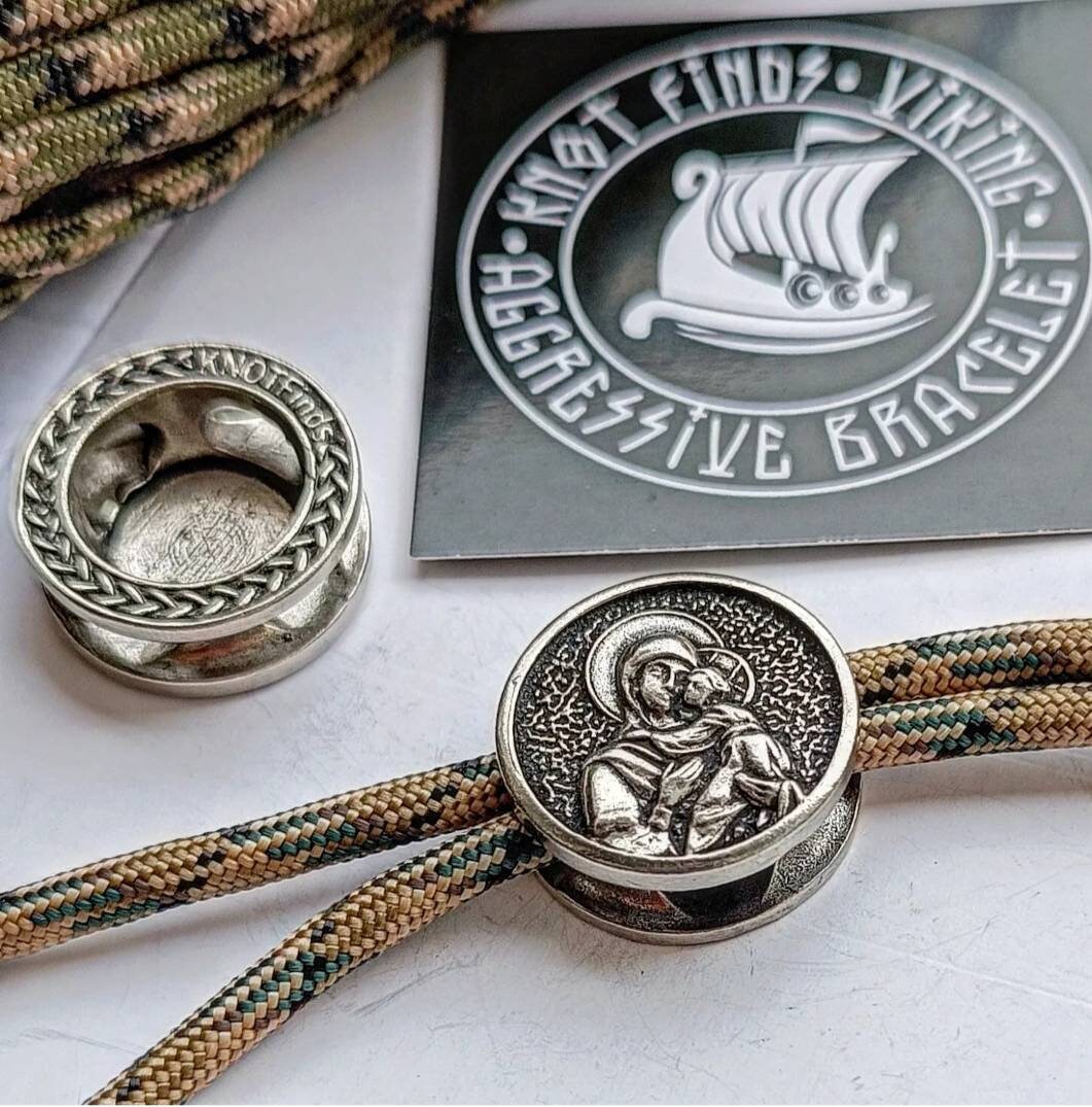 Steel Round Bead VIRGIN MARY. Bead for Bracelet Religious symbols. Viking Jewelry. Protective amulet. Easter holidays.