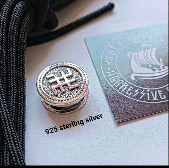925 Sterling Silver Round Bead SVAROG Bead for Bracelet Viking Jewelry Men's Accessory. Original author's products.
