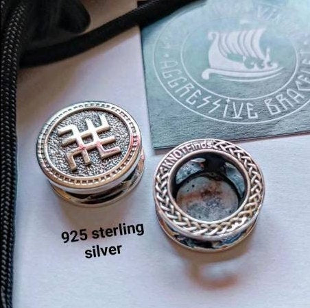 925 Sterling Silver Round Bead SVAROG Bead for Bracelet Viking Jewelry Men's Accessory. Original author's products.