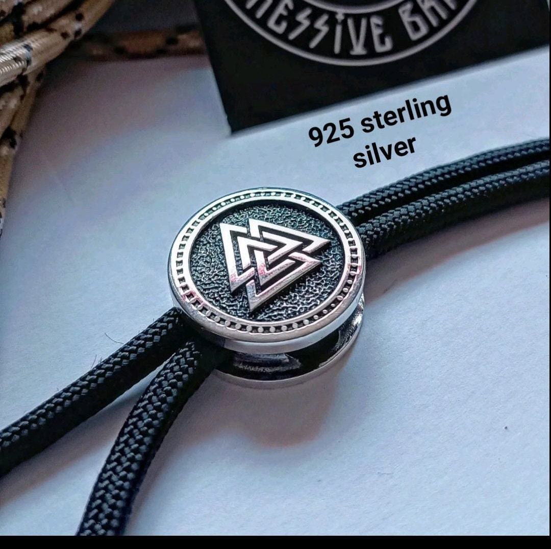 925 Sterling Silver Round Bead VALKNUT Bead for Bracelet Viking Jewelry Men's Accessory. Original author's products. Manual casting.