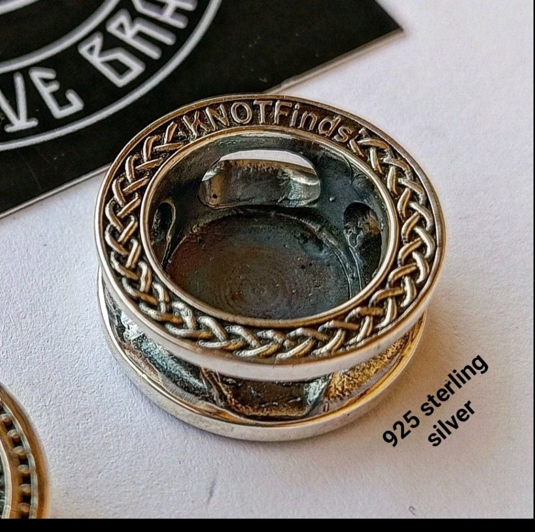 925 Sterling Silver Round Bead VALKNUT Bead for Bracelet Viking Jewelry Men's Accessory. Original author's products. Manual casting.