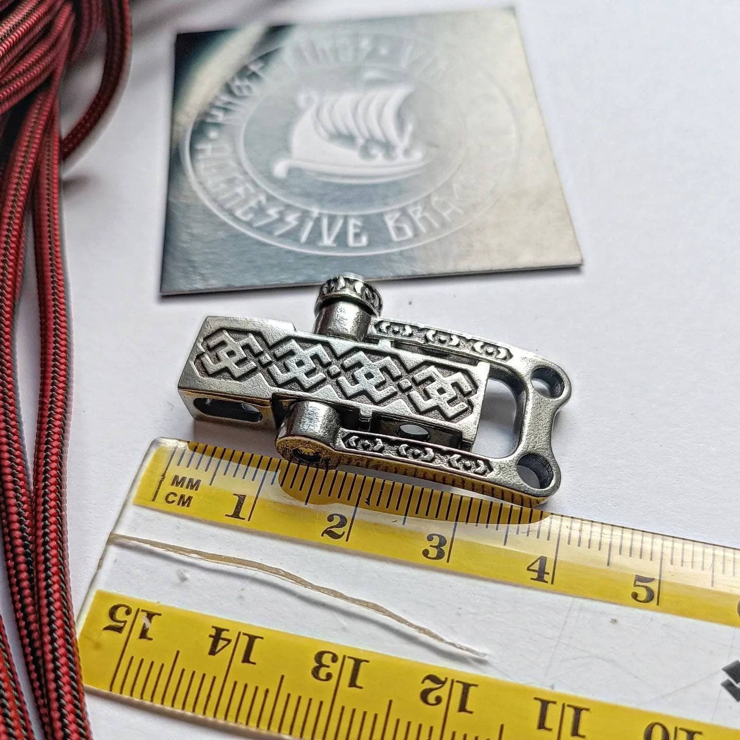 Bracelet steel lock. Paracord Buckles, Viking-style paracord beads. Viking jewelry, manual casting.