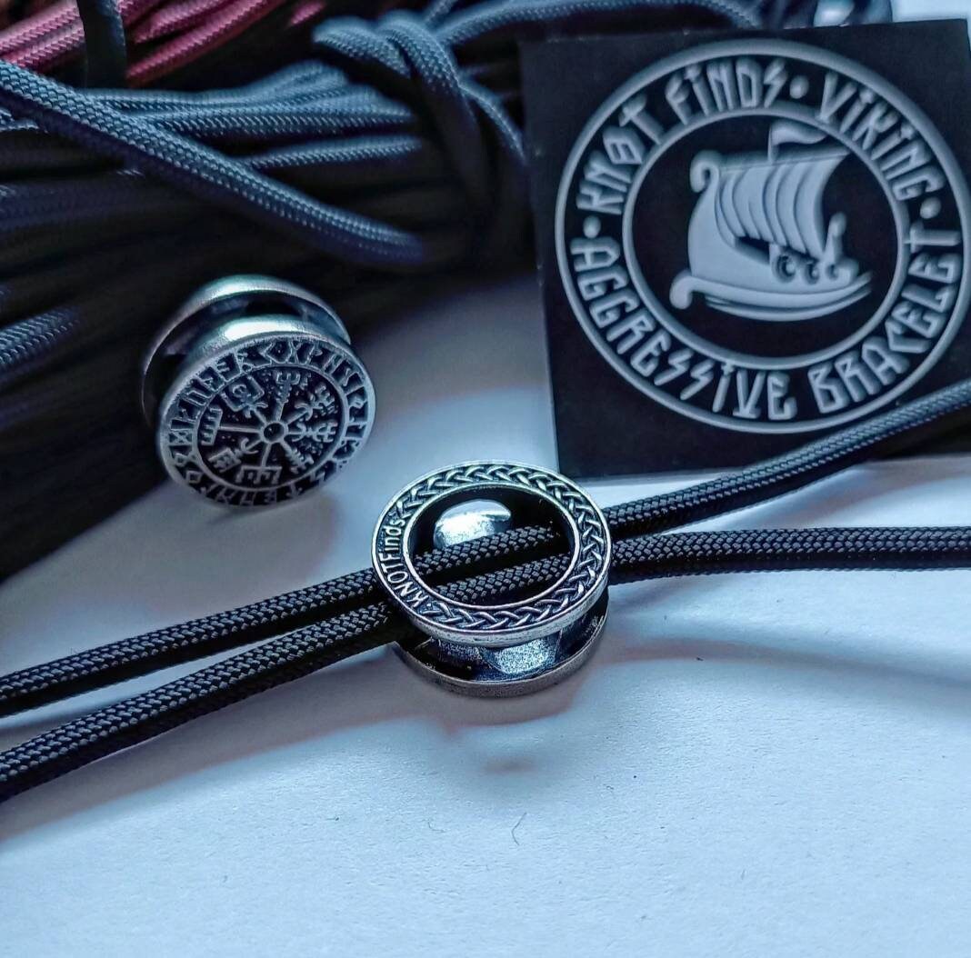 VEGVISIR Steel Round Bead Bead for Bracelet Viking Jewelry Men's Accessory. Original author's products.