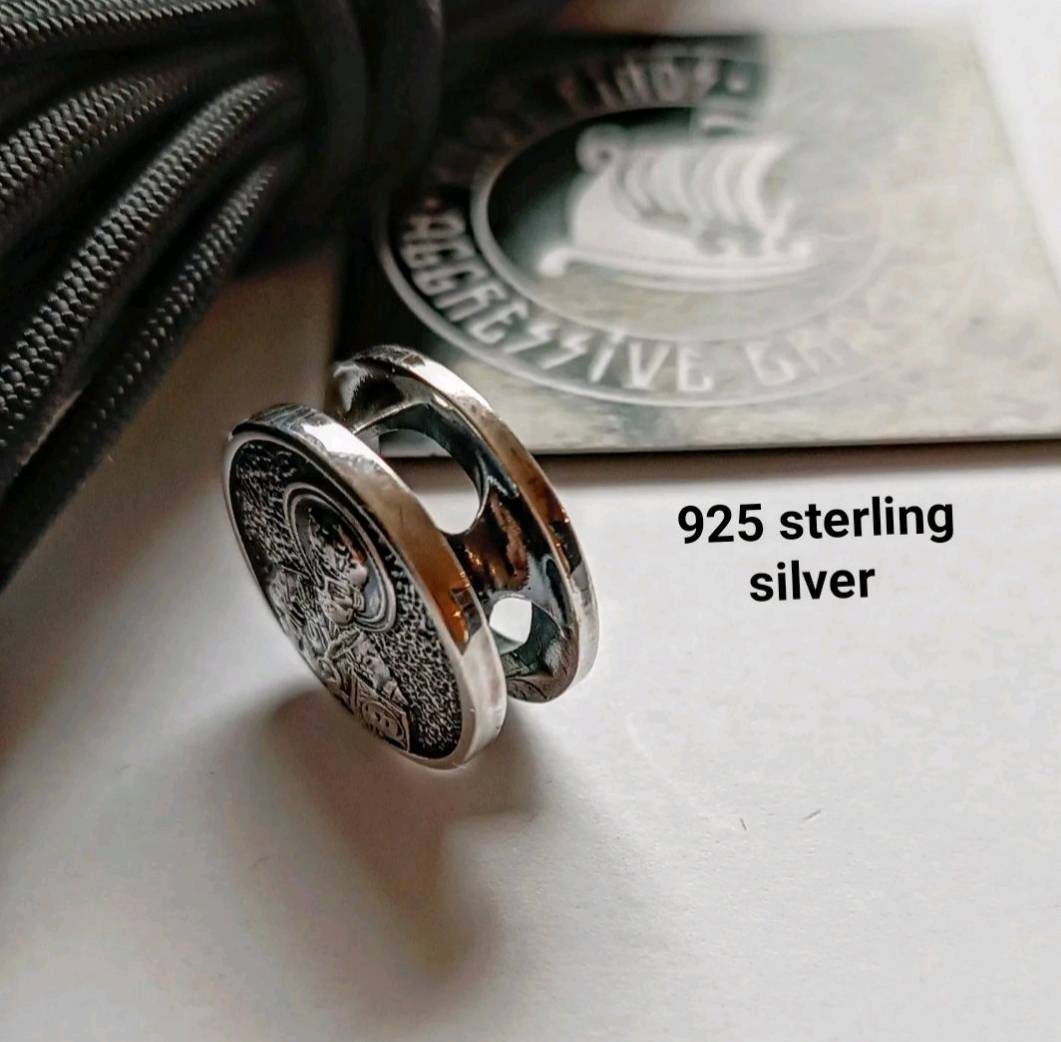 Saint Nicholas symbol. 925 Sterling Silver Round Bead. Bead for Bracelet. Religious Accessory. Easter holidays.