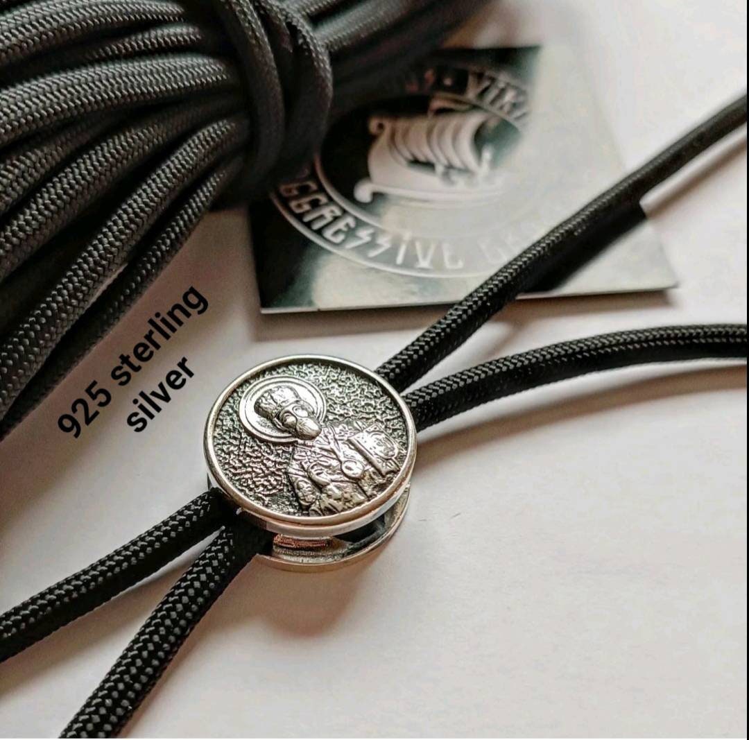 Saint Nicholas symbol. 925 Sterling Silver Round Bead. Bead for Bracelet. Religious Accessory. Easter holidays.