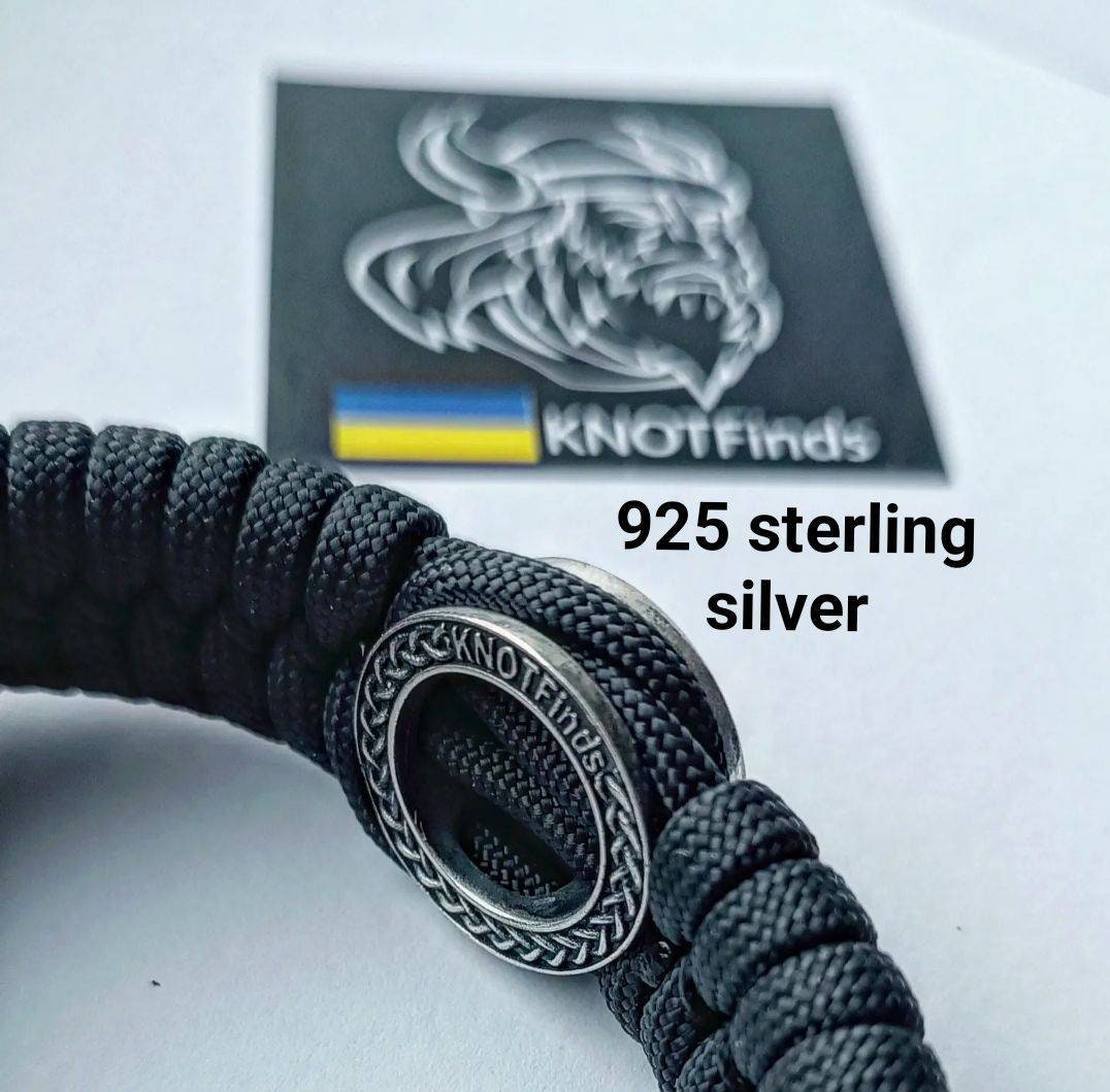 Bracelet of the northern paracord "Templar Cross". Original brutal bracelet made of Celtic knots and 925 Sterling Silver bead "Templar Cross