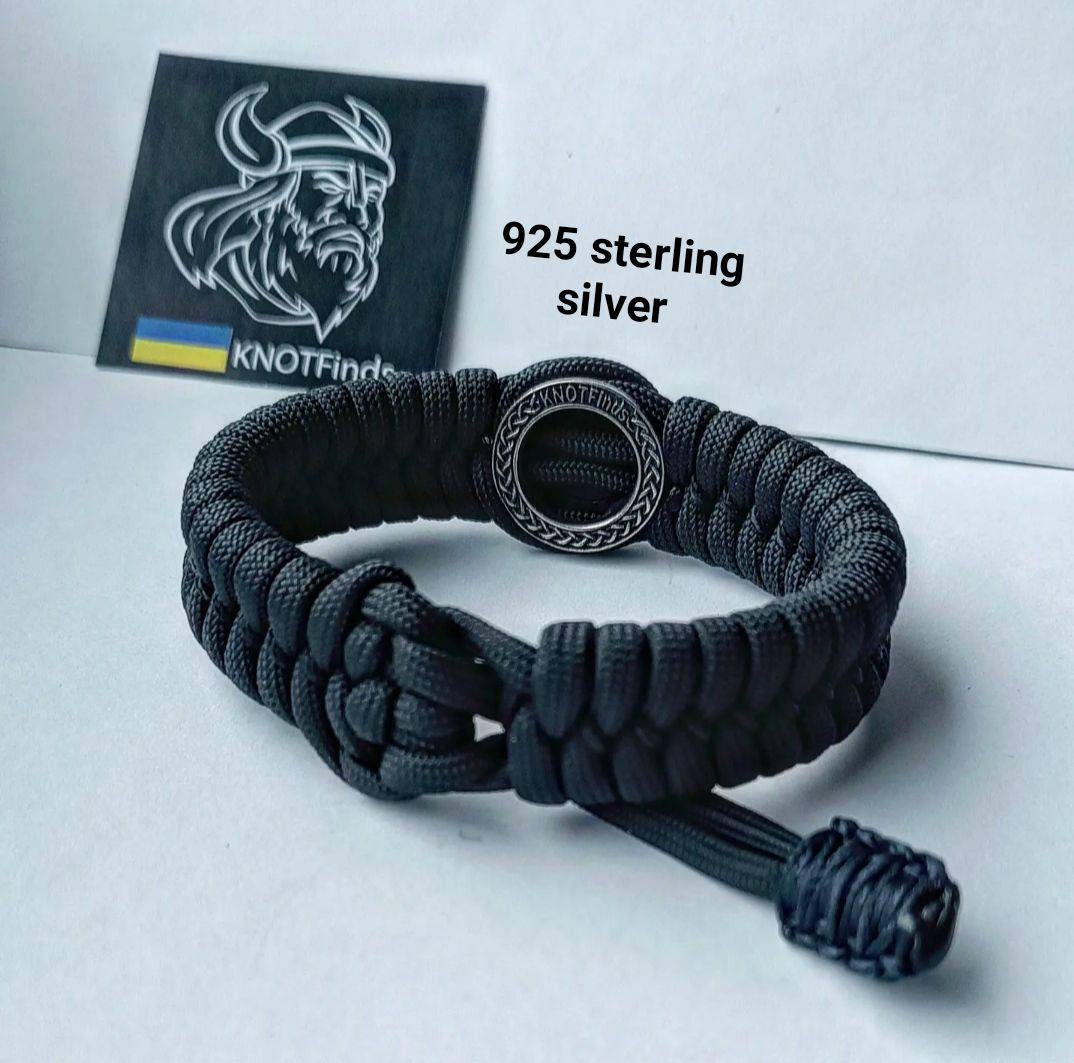 Bracelet of the northern paracord "Templar Cross". Original brutal bracelet made of Celtic knots and 925 Sterling Silver bead "Templar Cross