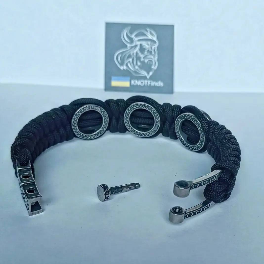 Viking protective amulet with steel beads Valkyrie, Vegvisir, Valknut. Scandinavian jewelry.