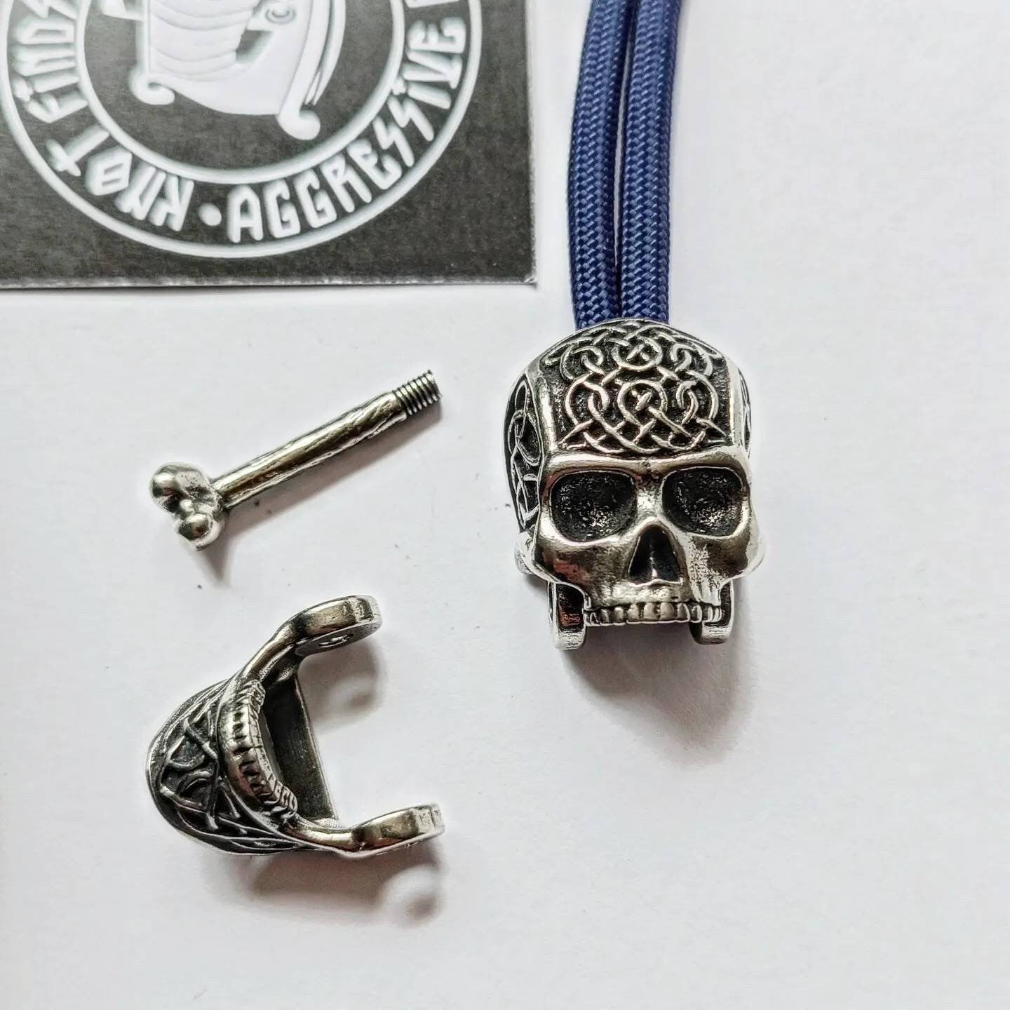 Steel SKULL shackle. Beads for paracord weaving, viking style. viking jewelry, skull symbol.