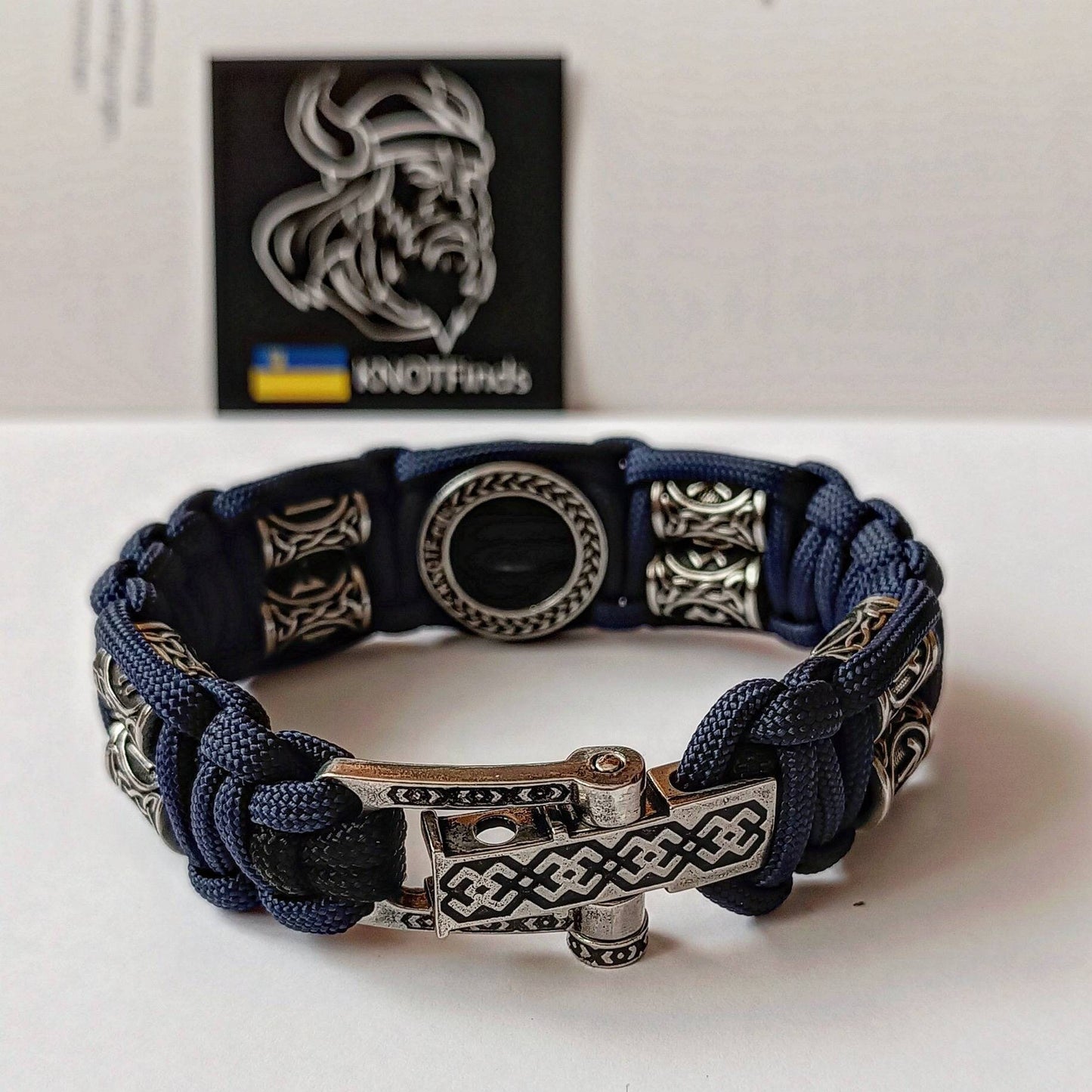 Runic paracord bracelet.Vegvisir symbol. Viking style. Norse mythology.