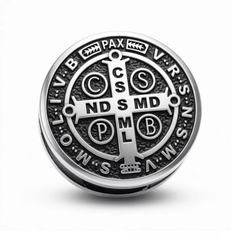 Saint Benedict Medal Bead for Paracord Bracelet | Catholic Protection Charm | Stainless Steel | Ships from USA