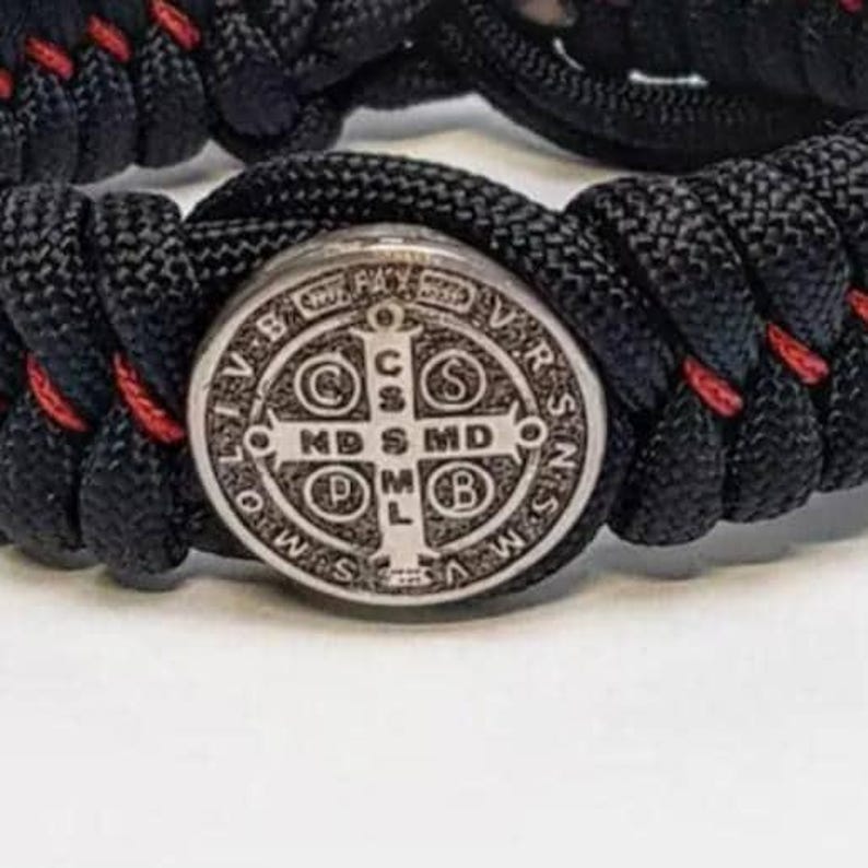 Saint Benedict Medal Bead for Paracord Bracelet | Catholic Protection Charm | Stainless Steel | Ships from USA