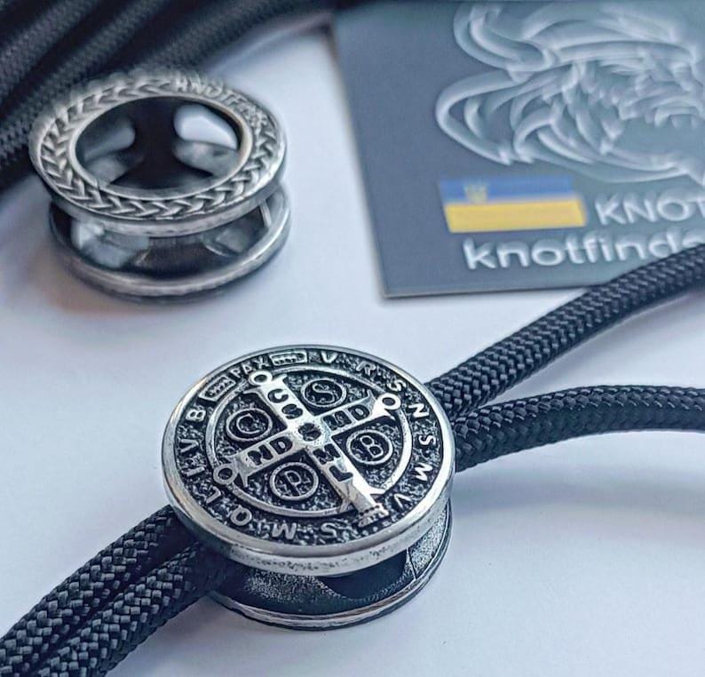 Saint Benedict Medal Bead for Paracord Bracelet | Catholic Protection Charm | Stainless Steel | Ships from USA