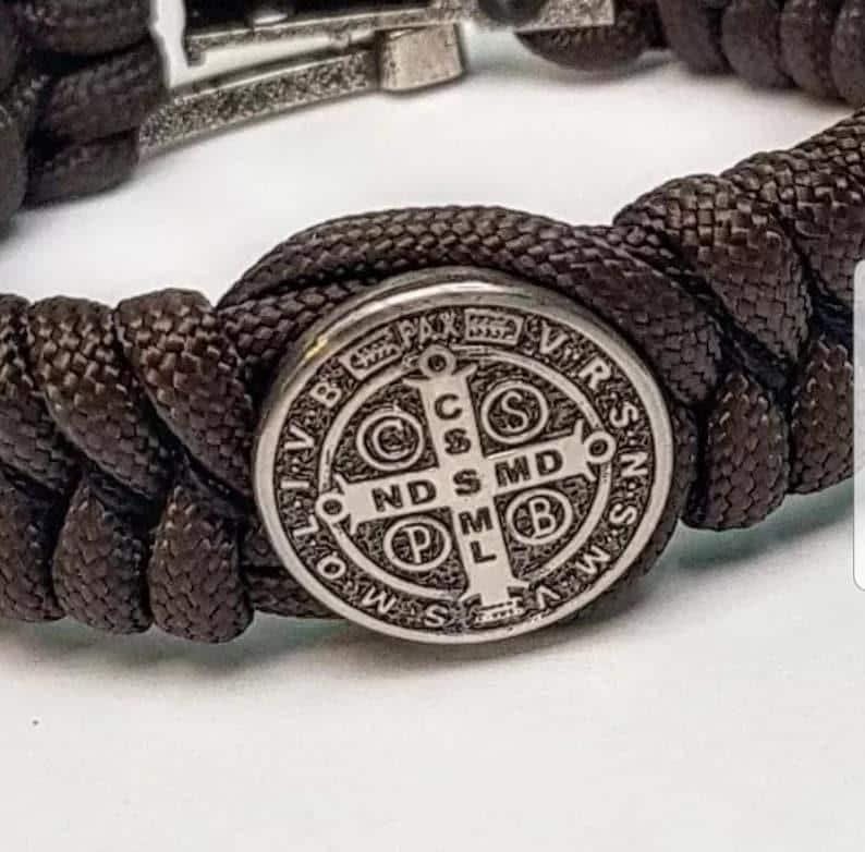 Saint Benedict Medal Bead for Paracord Bracelet | Catholic Protection Charm | Stainless Steel | Ships from USA