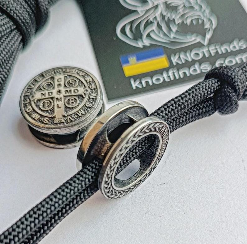 Saint Benedict Medal Bead for Paracord Bracelet | Catholic Protection Charm | Stainless Steel | Ships from USA