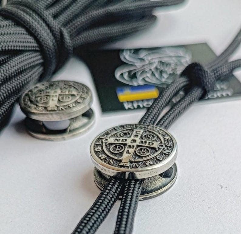 Saint Benedict Medal Bead for Paracord Bracelet | Catholic Protection Charm | Stainless Steel | Ships from USA
