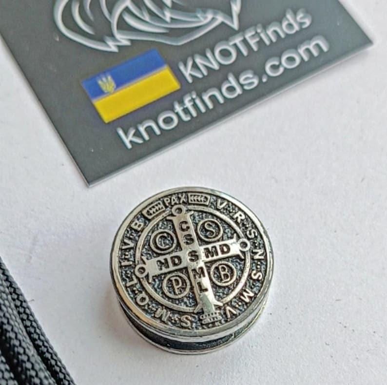 Saint Benedict Medal Bead for Paracord Bracelet | Catholic Protection Charm | Stainless Steel | Ships from USA
