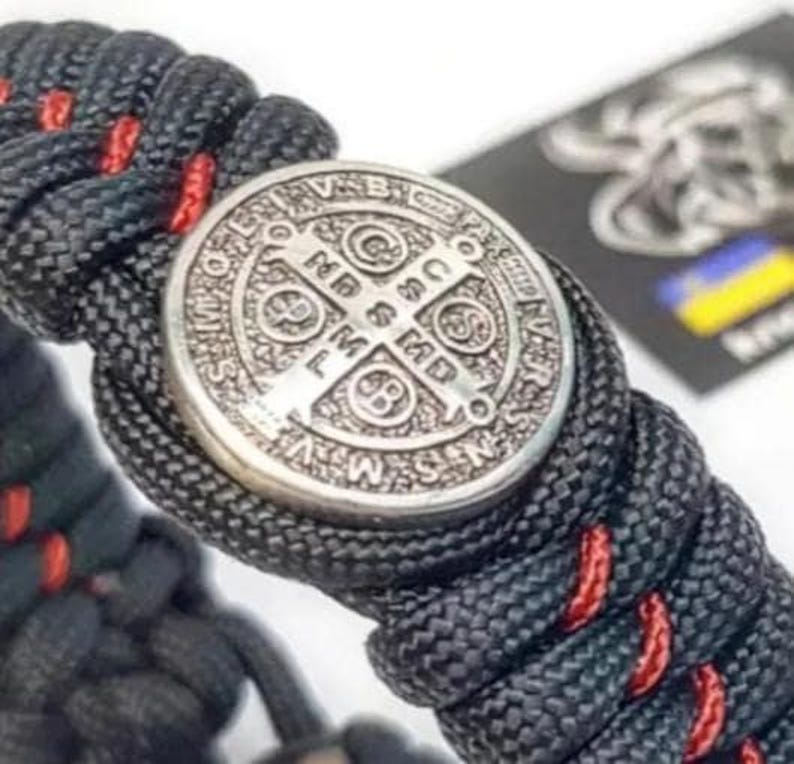 Saint Benedict Medal Bead for Paracord Bracelet | Catholic Protection Charm | Stainless Steel | Ships from USA